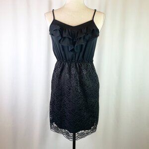 Xhilaration Size S Black Ruffle and Lace Dress Sleeveless Mini Lined